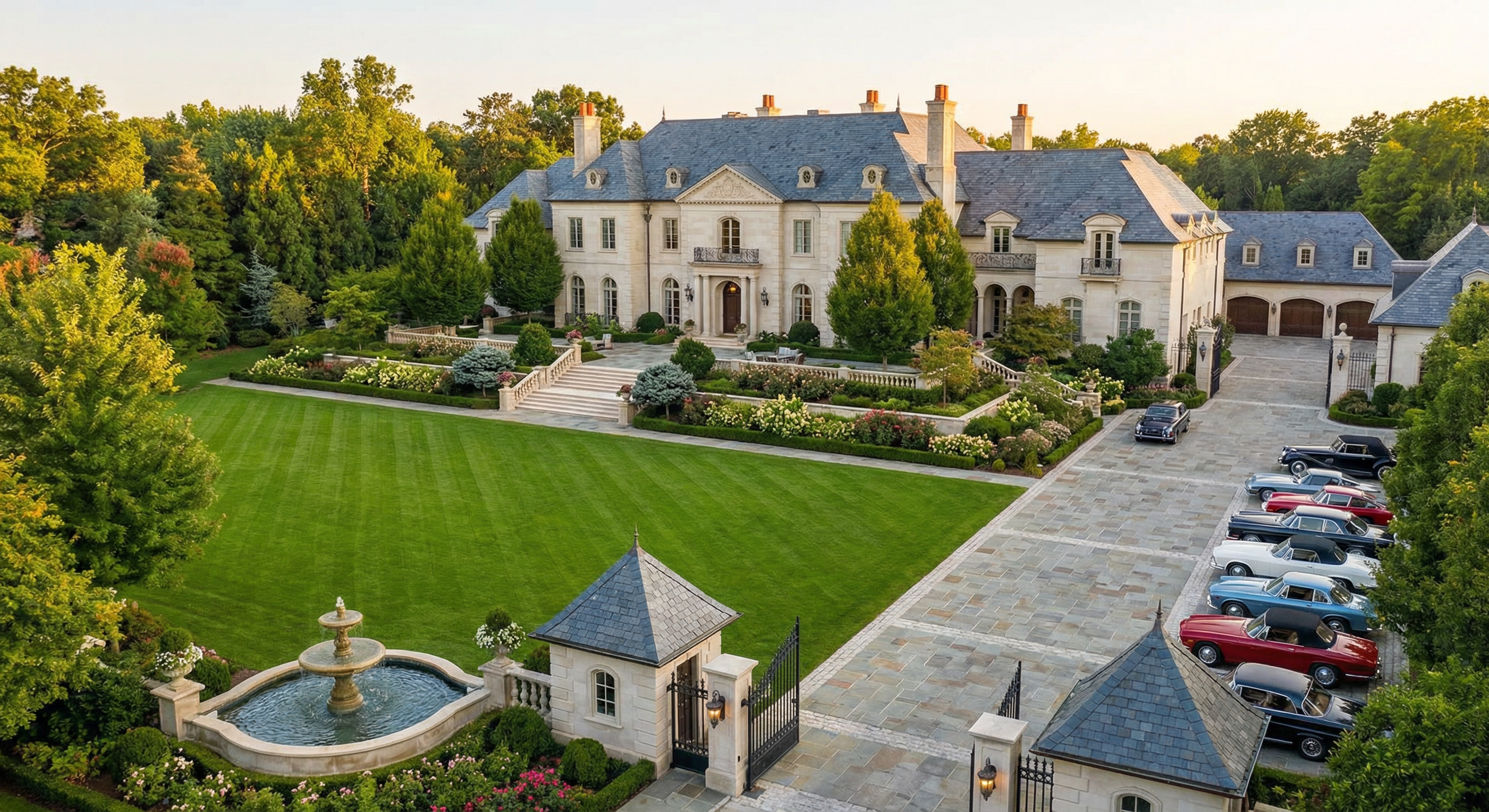 Luxury home with extensive landscaping